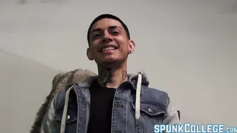 Latino twink Jordan masturbates passionately and teases solo