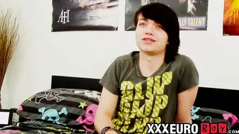 Young twink ends interview with big cock jerking solo