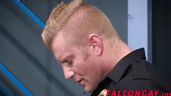 Muscle hunk prison guard anal action during work