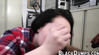 Busty pale chick earns money through interracial banging
