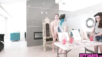 Teen artist and BFFs cant resist a cock