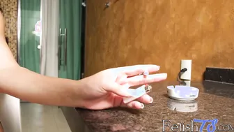 Amazing tranny Bruna Castro smoking and teasing sensually