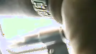 Peeping on a leggy redhead in public