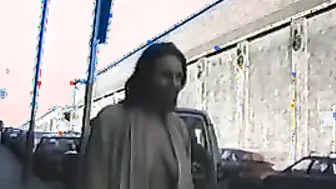 Daring British milf flashing in public