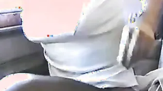 Daring British milf flashing in public