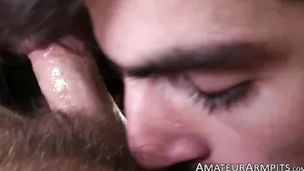 Amateur twink gets his armpits licked and his cock sucked