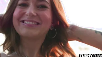 TUSHYRAW Curvy cutie gets her round ass gaped wide open