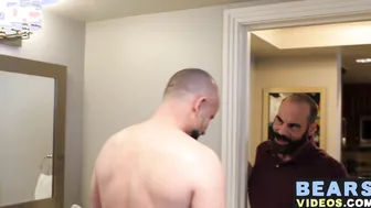 Hairy bear shoves his fat cock up his lovers nasty ass
