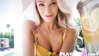 Cute blonde teen shows her perfect body