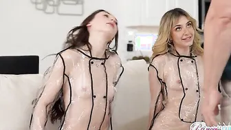 Demi Hawks is so upset that its raining. She complains about the weather to her friend Tiana Blow who points