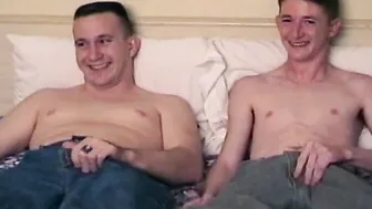 Dick pierced young hottie double teamed for oral session