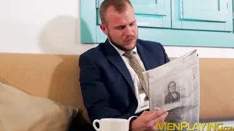 Hung bartender fucking classy young businessman