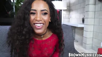 Bubble butt black babe smashed hard by a hairy white dick