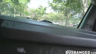 Nympho Ana Rose penetrated after sucking cock in moving van