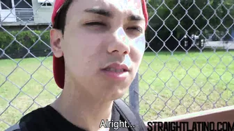 Straight latino twink paid for bareback and facial