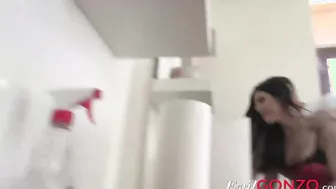 India Summer getting her throat fucked by big hard cock