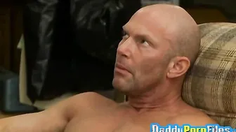 Muscular studs enjoy their blowjob session before hard fuck
